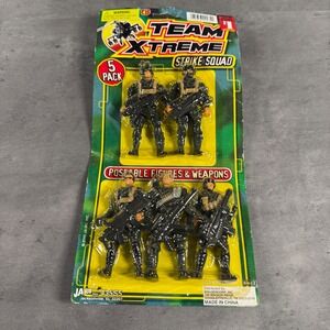 JA-RU Team Xtreme Strike Squad Action Figures 5 Pack Black Military 2005 Vintage
